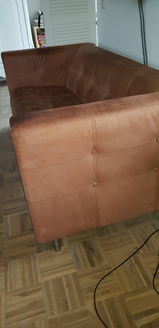 Gelderland bank 6111, in cognac leer, vintage Jan des Bouvrie