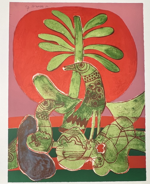 Gesigneerd; Guillaume Corneille Lithografie Aurore Rouge 1972 E/A