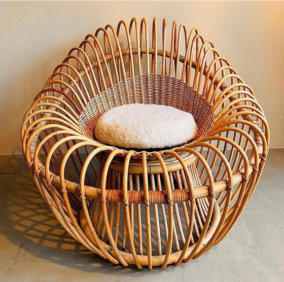 Image 1 of Chaise "Soleil" en bambou et osier par Janine Abraham et Jan Dirk Rol, France 1958