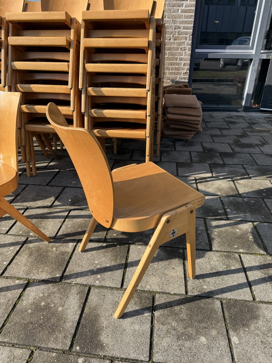 Partij van 50x vintage plywood stapelstoel, Kaderer ‘60 – Eetkamerstoelen (photo 3 of 10)