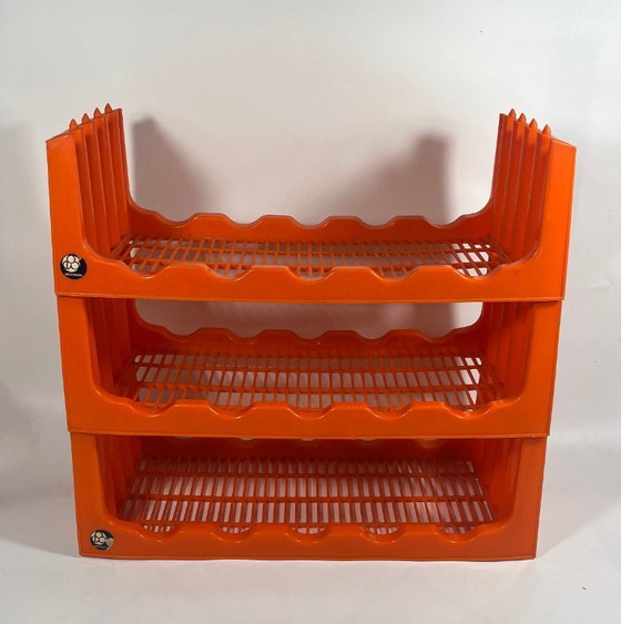 Image 1 of Zeldzaam flessenrek uit het ruimtetijdperk van Witzmann - designklassieker uit de jaren 60/70 Mid Century