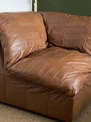 Vintage lederen hoekbankje fauteuil in de Sede-stijl