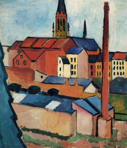 August Macke ----Die Kirche   (op canvas)
