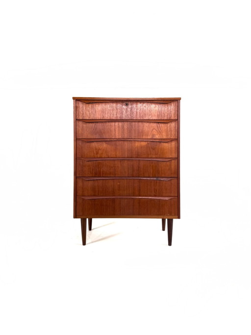 Cassettiera danese vintage in teak degli anni '60