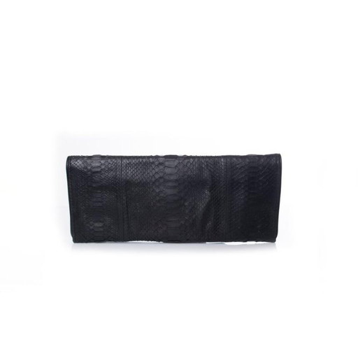 Maison Du Posh, schwarze, gummierte Python-Clutch