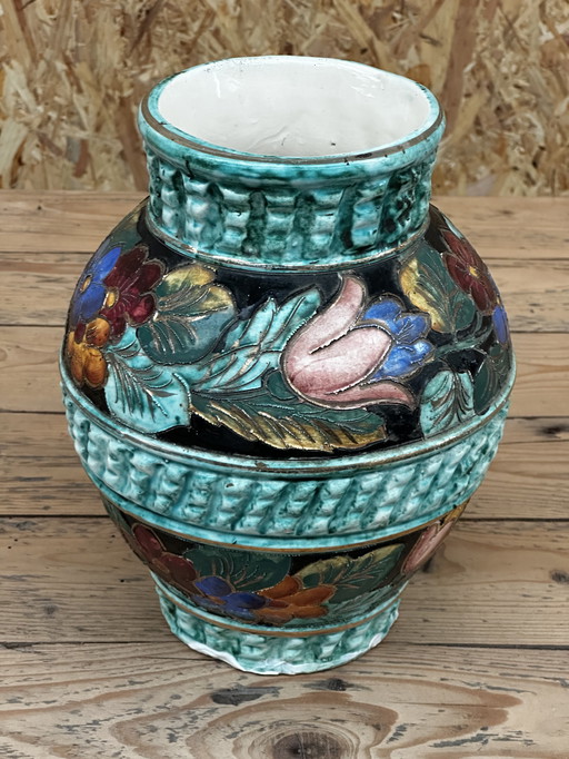 Vase Boule en Céramique de Monaco - Vintage 70’s - Signé- H 23 cm