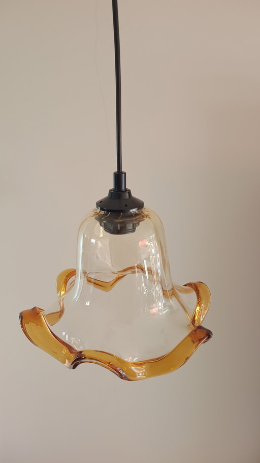 Two vintage Italian design Murano glass pendant lamps, 1970s