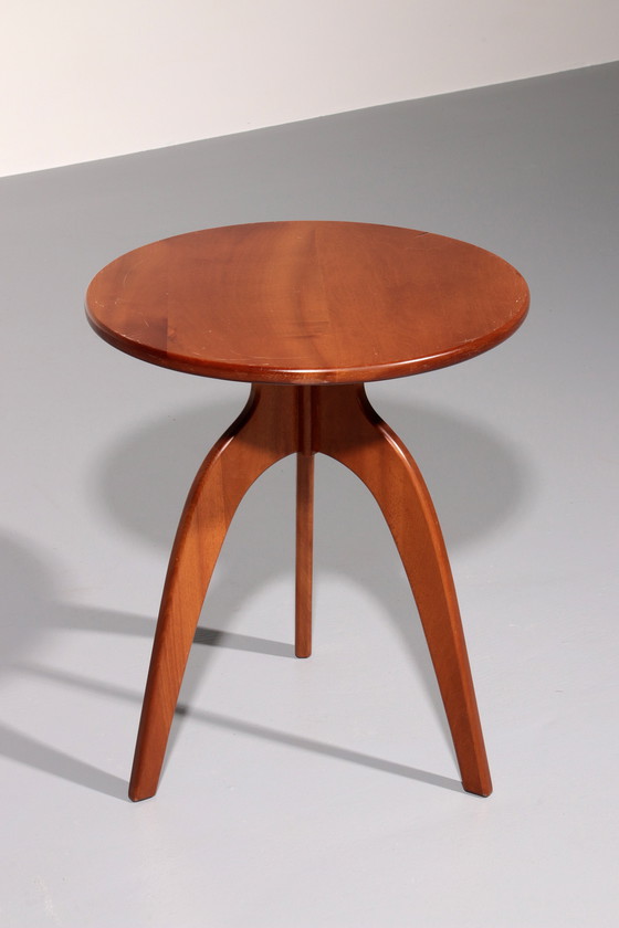 Image 1 of Italian Craftsmanship Round Walnut Side Table from the 60s