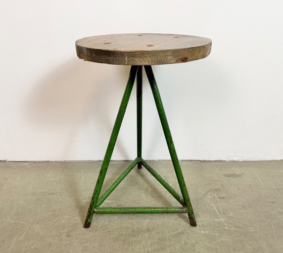 Image 1 of Grüner Werkstatthocker im Industriestil, 1960er Jahre