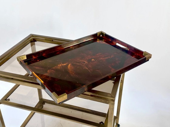 Faux Tortoiseshell and Brass Serving Tray, Italy, 1960s – dior, Table accessories, Plexiglass (photo 4 of 7)