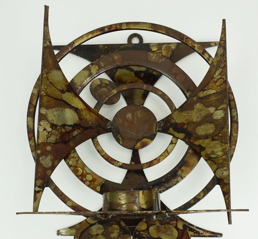 mid-century modern Henrik Horst wandkaarsenhouder van ijzer in brutalistische stijl