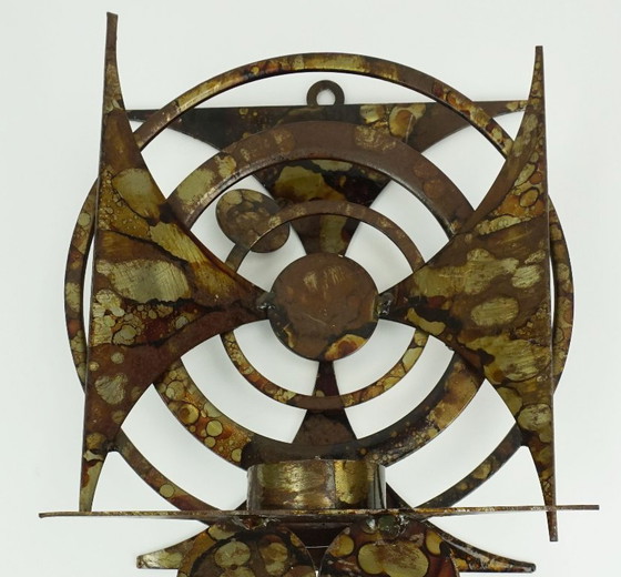 Image 1 of mid century modern henrik horst wall CANDLE HOLDER iron brutalist style