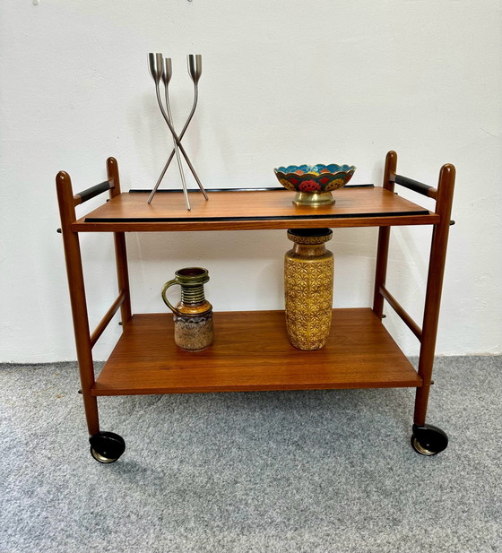 Carrello bar in teak design danese Mid-Century, Carrelli bar, Legno, Marrone (foto 11 di 11)