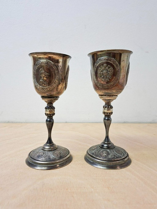 Two silver Russian goblets - 19th century style