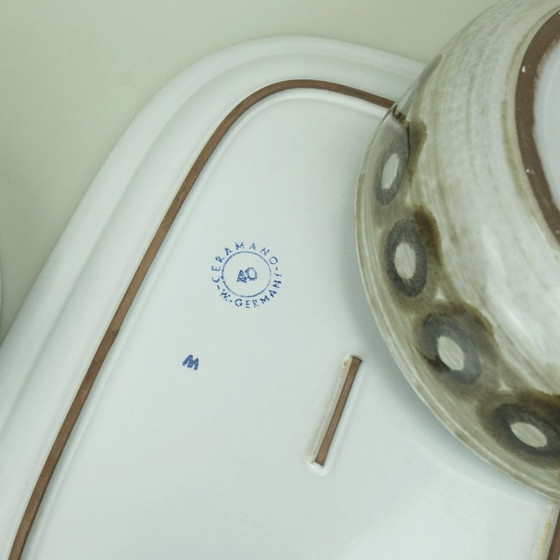 Image 1 of 2 bowls and 1 platter ceramano gala sepia esthetique tique gerda heuckeroth 1970s