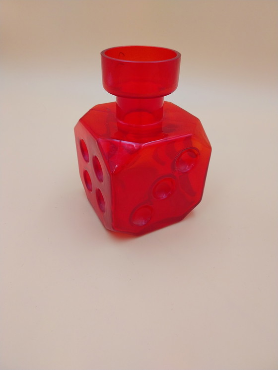 Image 1 of 1 x Jarrón Noppa rojo. Por Erkkitapio Siiroinen para Riihimaen Lasi Oy Finlandia 1960s