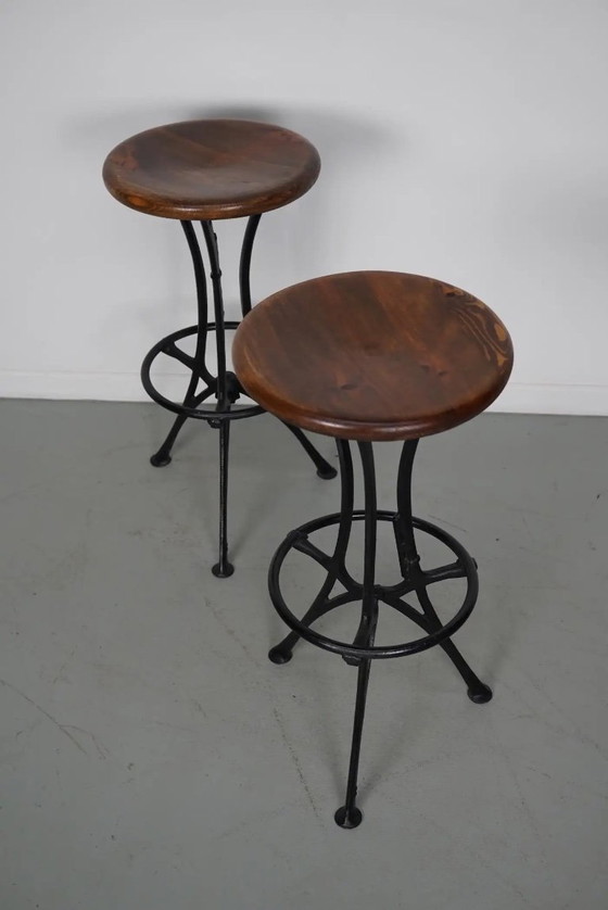 Image 1 of Set of Italian industrial workshop stools / bar stools