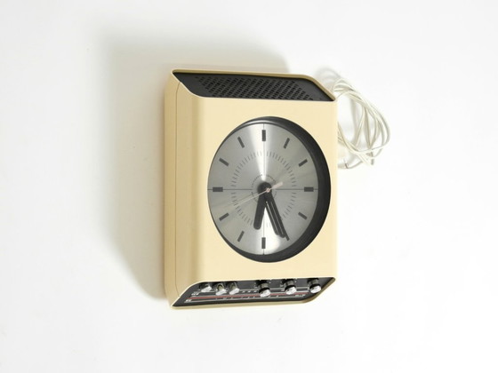 Image 1 of Original 1970s UNIVERSUM Wall Clock with Radio by Adriano Rampoldi for Quelle Versand Germany – Made in Italy