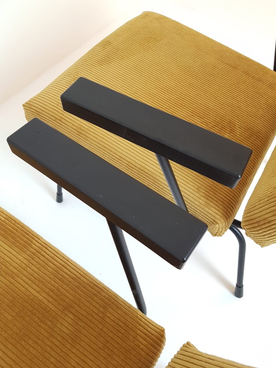 2 Vintage Gispen Armchairs Model 1407 Wim Rietveld Yellow Rib – Polyester, Metal (photo 13 of 15)