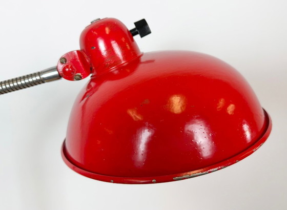 Large Red Industrial German Workshop Table Lamp From Helo Leuchten, 1950s – Chrome, Iron (photo 14 of 25)