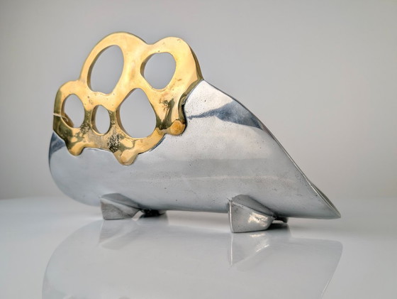 Image 1 of Porte-bûches en aluminium et laiton de David Marshall, Espagne, années 1980