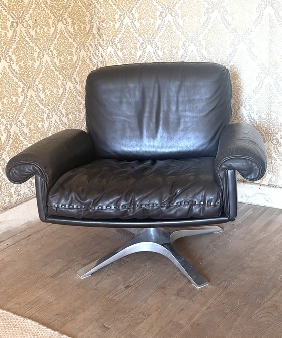 Image 1 of Paire de 2 fauteuils lounge De Sede DS31 en cuir marron