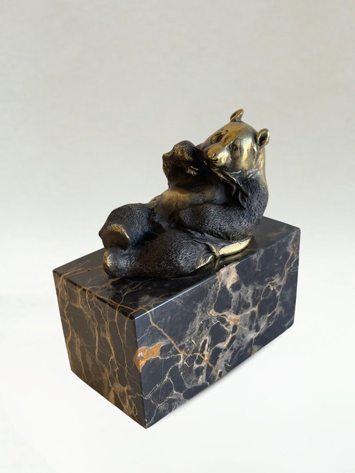 Sculpture Panda en bronze Art Déco – signé Milo – socle marbre