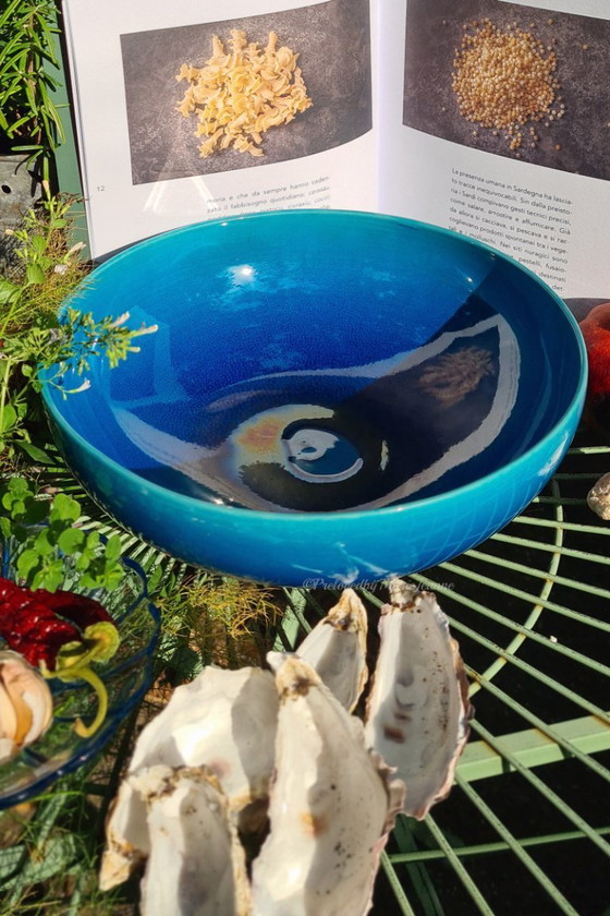 Image 1 of 1x Carl-Harry Stalhåne per Rörstrand, bellissima ciotola smaltata all'uovo blu