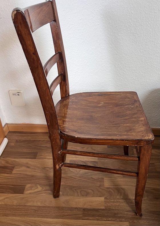 Set of 5 Stoelcker “Rock-Solid” Frankfurt Chairs – Vintage Dining Chairs (1930s-1950s) – Wood (photo 6 of 10)