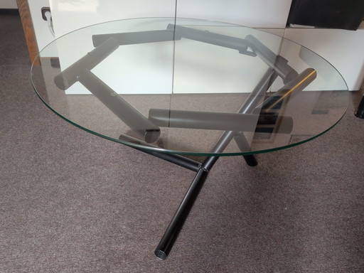Glass tables with steel tube frames – salontafels, Metal