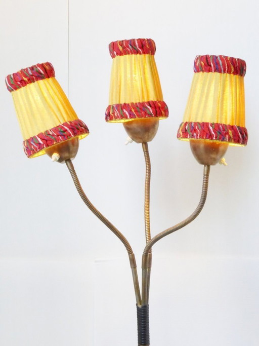 Drievoudige flexibele vloerlamp vintage jaren 50 rockabilly vloerlamp 1950