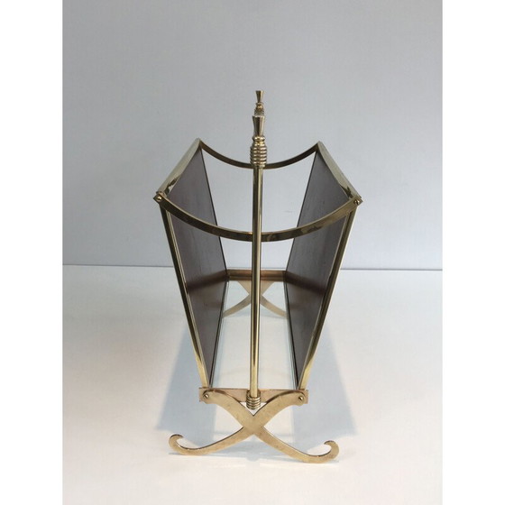 Image 1 of Vintage brass and neoclassical mahogany magazine rack for the Jansen house, 1940