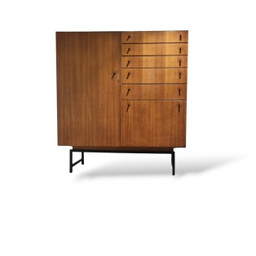 VSJ-125 Tavolino da caffè in teak e metallo nero, Kurt Gunther e Horst Brechtmann per Fristho, anni '60