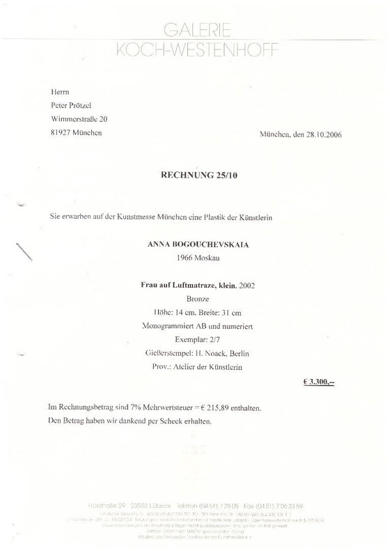 Image 1 of Anna Bogouchevskaia : Femme sur un matelas pneumatique, Bronze 2002