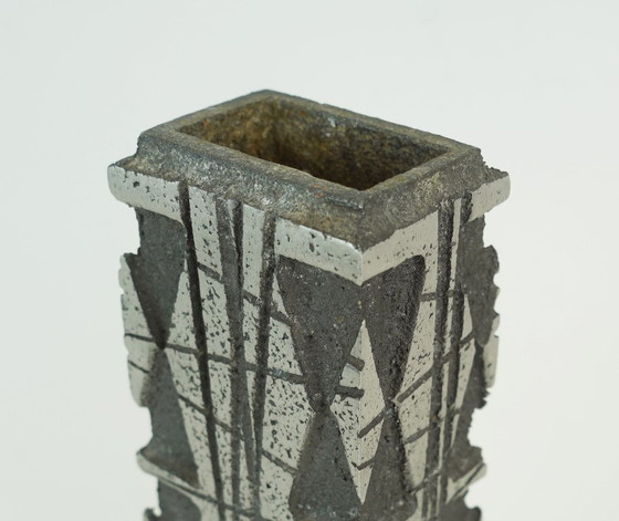 Image 1 of rare brutalist mid century VASE made of cast aluminum casper studioguss 1970s