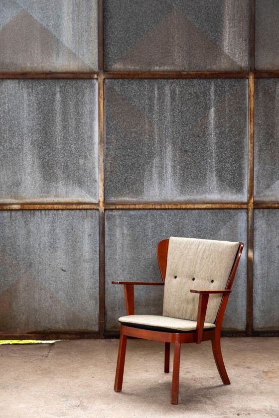 Image 1 of Poltrona Canada Lounge di Christian E. Hansen, prodotta da Fritz Hansen, 1944, Danimarca.