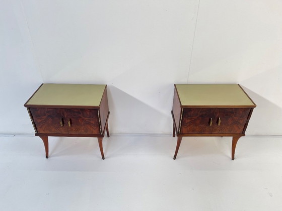 Image 1 of 1950s Italian Mid-Century pair of side cabinets - night stands