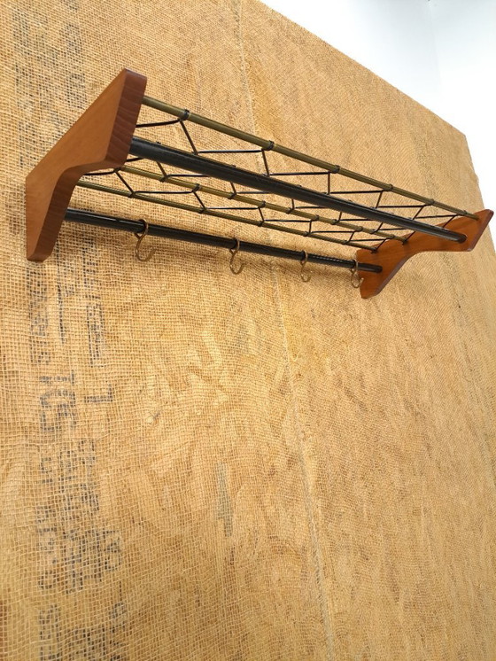 Image 1 of Porte-manteau suédois en teck, noir et or, n° 17