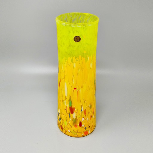 1970 Luxury Yellow Handcrafted Vase in Murano Glass by Maestro del Vetro, Made in Italy