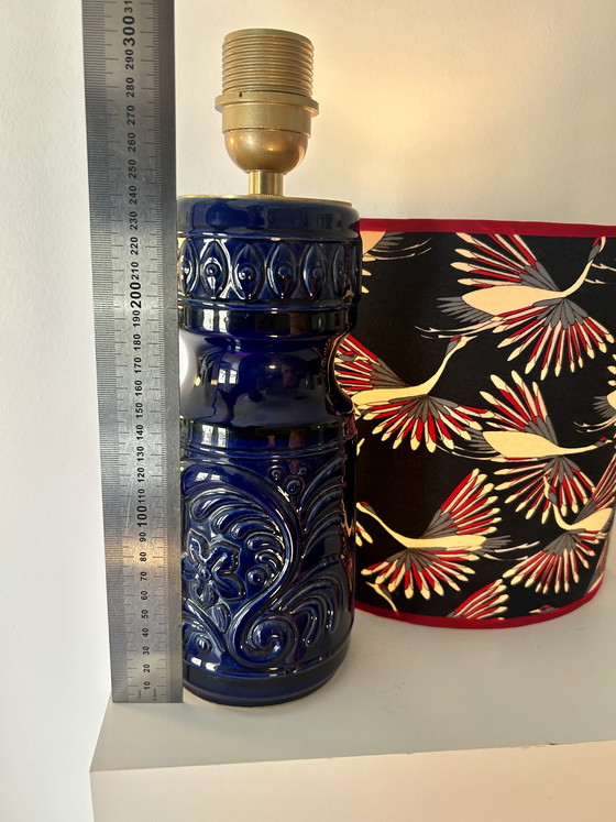 Image 1 of Medium-sized table lamp made of West German Pottery ceramic in vibrant cobalt blue.