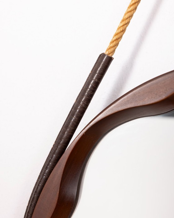 Vintage wandspiegel uit de jaren 70, gemaakt van gevormd hout, Italiaans design. – Wood (photo 9 of 9)