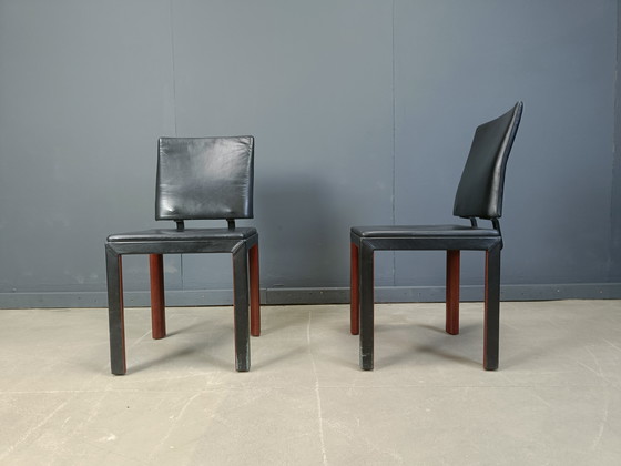 Image 1 of Vintage leren eetkamerstoelen van Durlet, jaren 1980