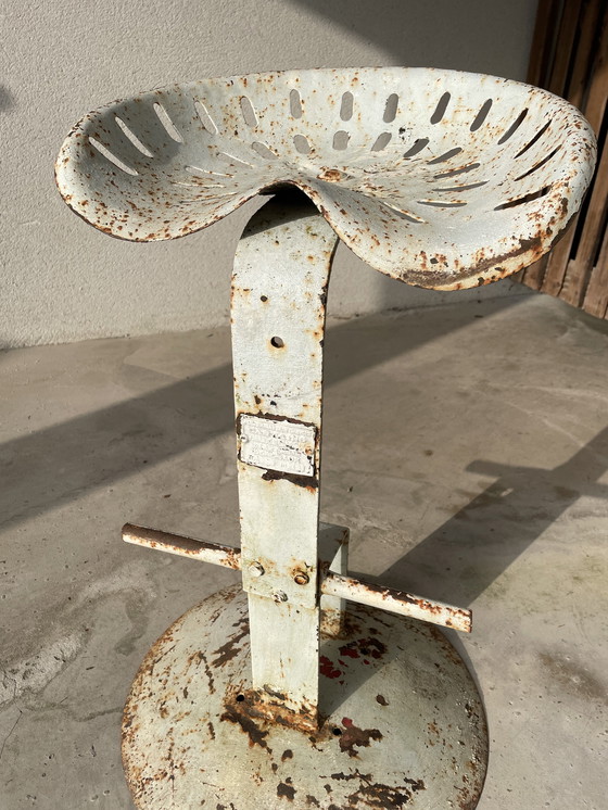 Image 1 of Vintage industrial stool - French stamped manufacture