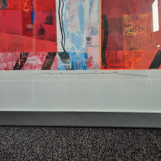 Serigrafía abstracta bellamente enmarcada por Jos Verwiel. – Litografías y grabados, Paper (photo 4 of 7)