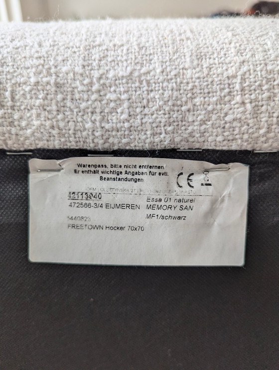 Modern 2.5-seater Freetown sofa + footstool, natural fabric, black legs, DFM, Metal, Textile, Beige (photo 4 of 5)