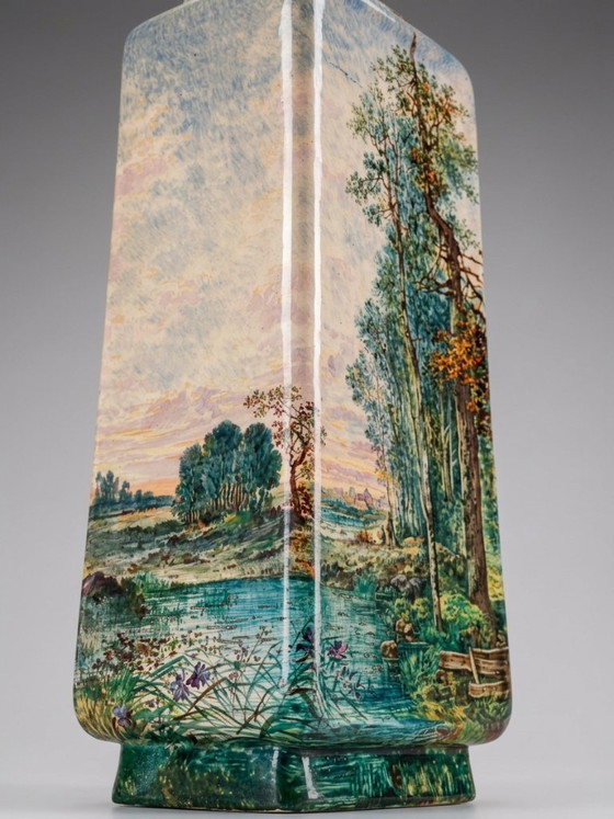 Large Ceramic Landscape Vase – Attributed to Montigny-Sur-Loing – 36 Cm – Glass art (photo 10 of 12)