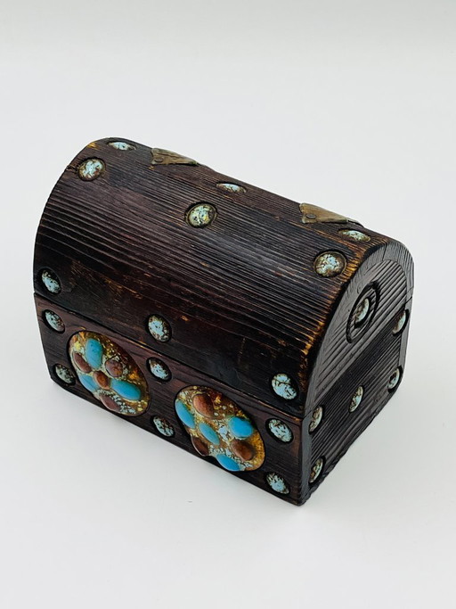 Caja de tesoros vintage de Capo Esmaltes - España 1970 – decoratieve objecten, Copper, Wood