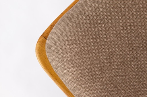 Vintage Beech Wood Kitchen Chair – 1960s German Design, Grey Upholstery, Restored