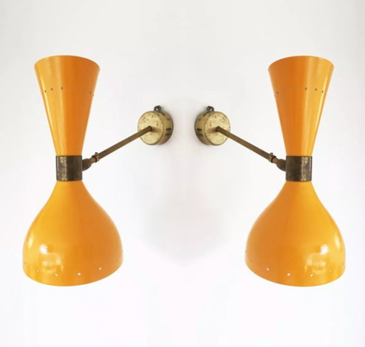 Coppia di grandi applique da parete italiane, design anni '50