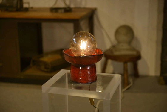 Lampada da tavolo in ceramica rossa di Guillerme e Chambron anni '80 – Guillerme & Chambron, Lampade da tavolo (photo 4 of 8)